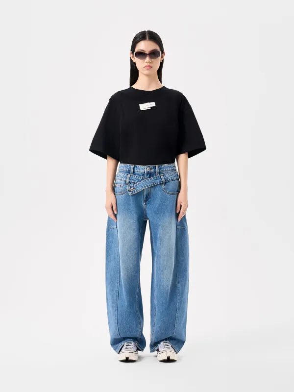 DECONSTRUCTED COLORBLOCK WOOL CASUAL PANTS made by Feng Chen Wang