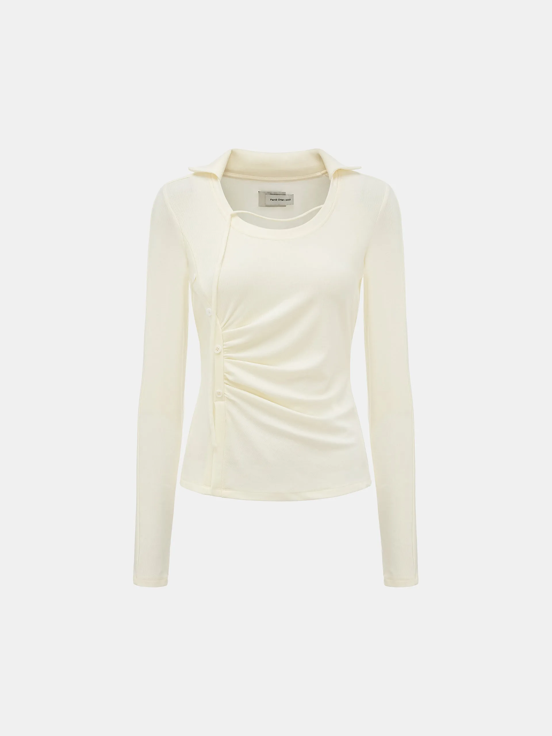 WHITE CREW NECK LONG SLEEVE BASE LAYER TOP sold by Feng Chen Wang product image thumbnail 4
