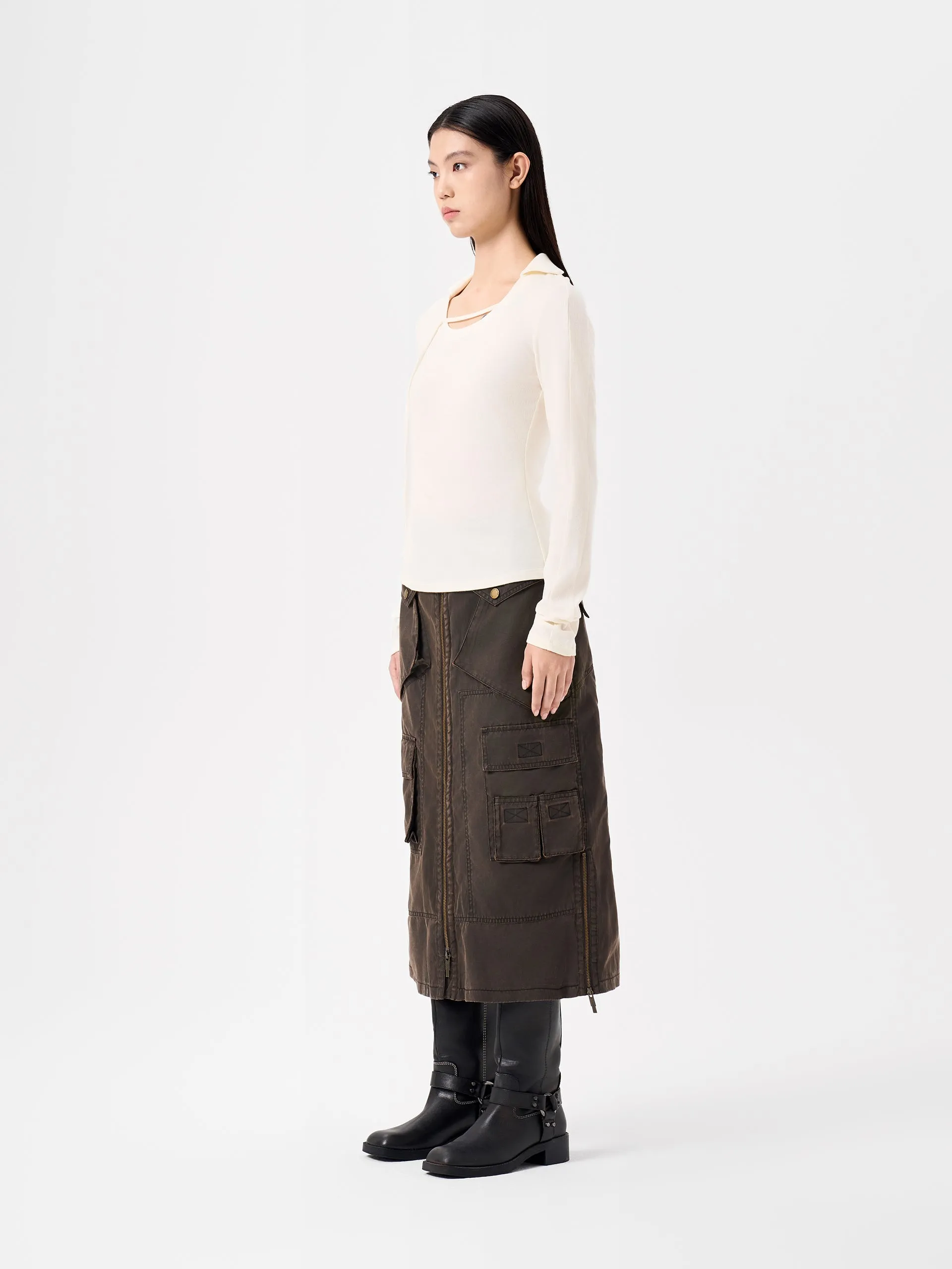 WHITE CREW NECK LONG SLEEVE BASE LAYER TOP sold by Feng Chen Wang product image thumbnail 2