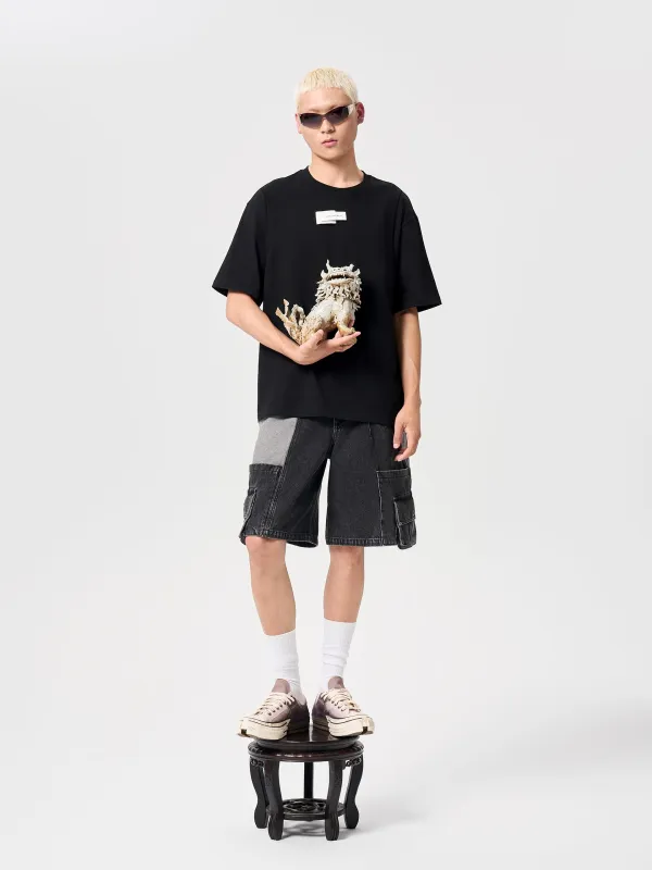 BLACK 2-IN-1 DECONSTRUCTED SHORT-SLEEVE TEE made by Feng Chen Wang