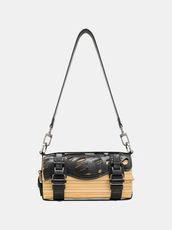 BLACK LOGO STRAP BAMBOO BAG made by Feng Chen Wang