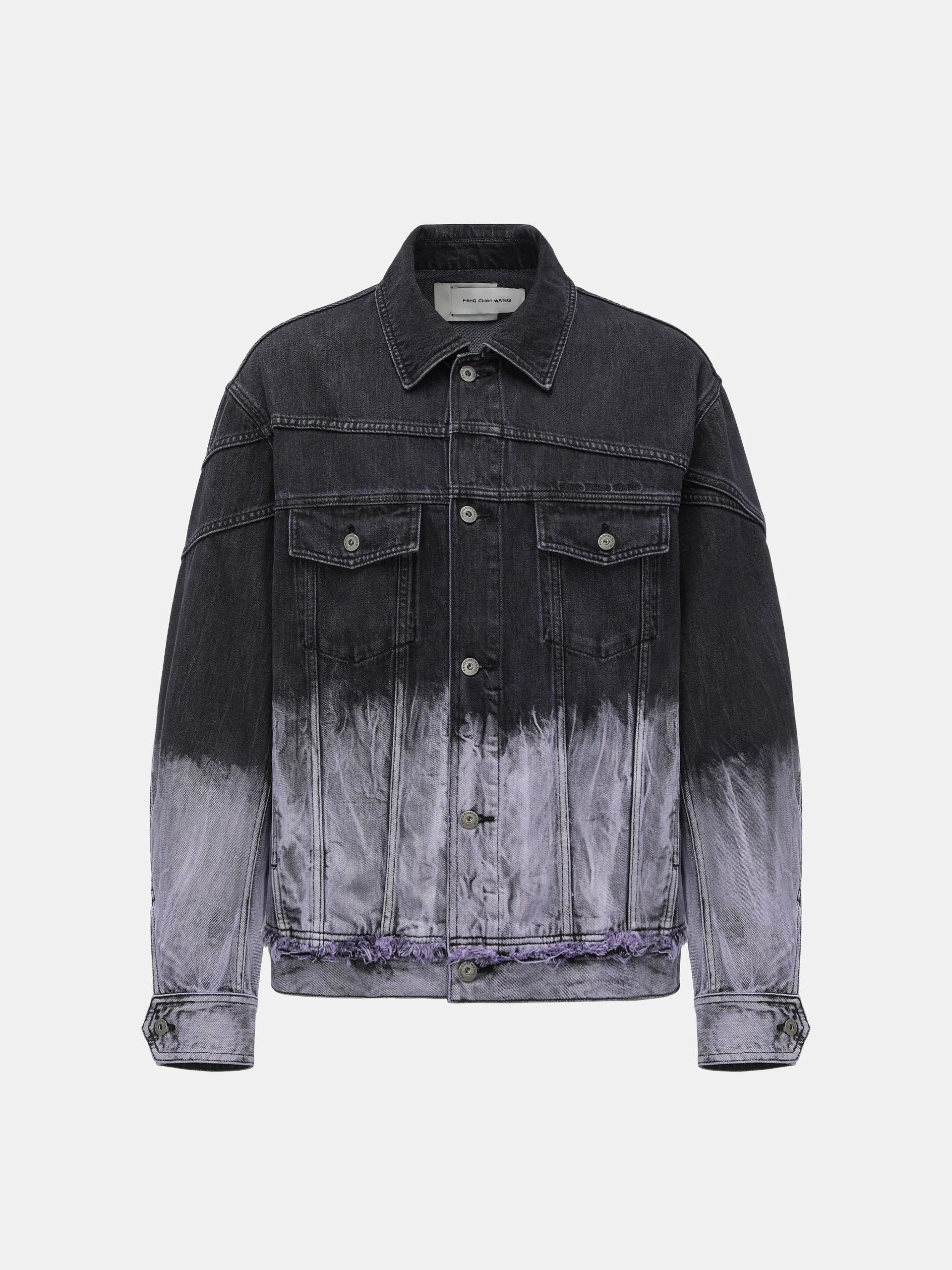 BLACK/PURPLE GRADIENT DENIM JACKET sold by Feng Chen Wang