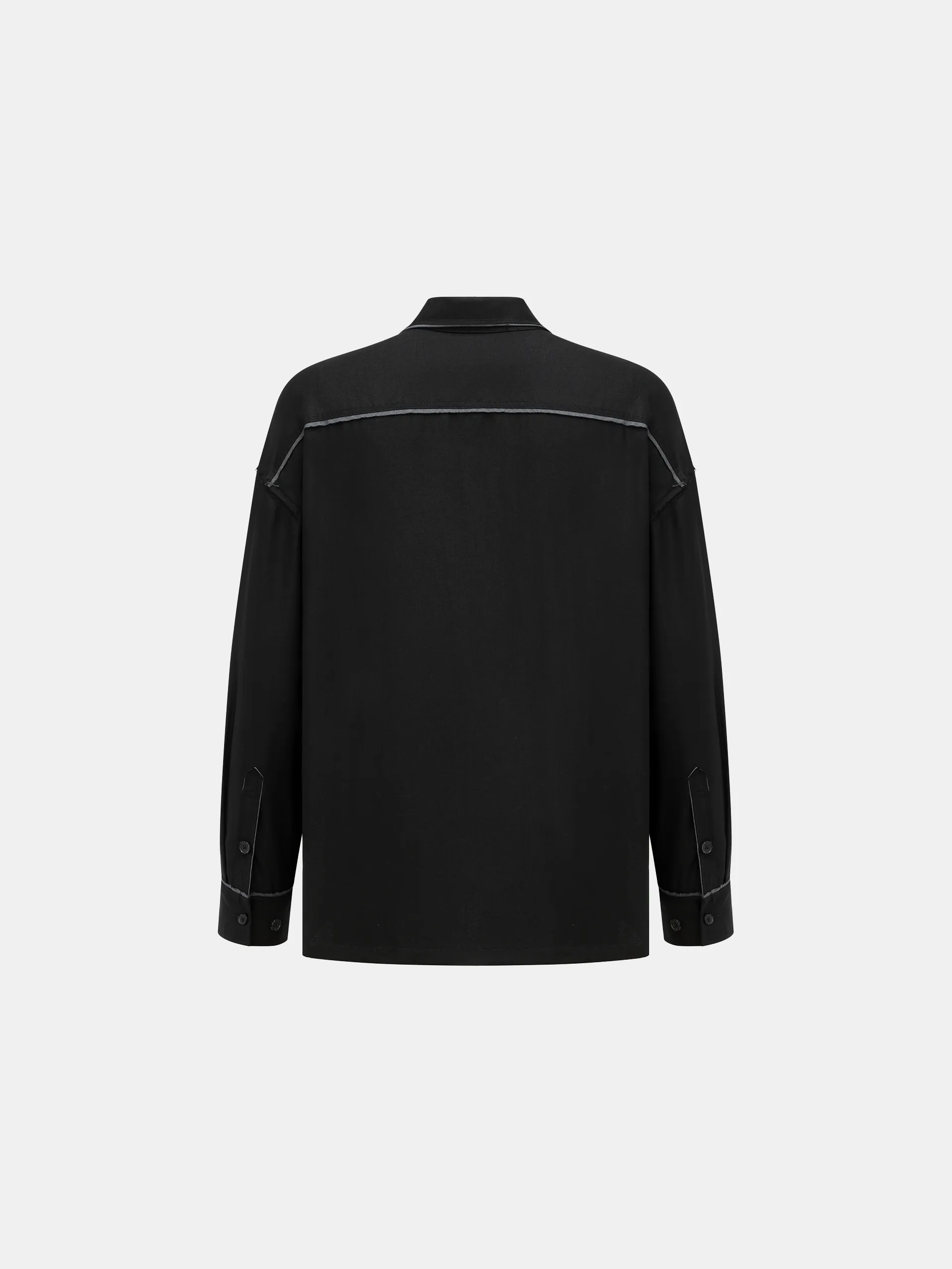 BLACK DECONSTRUCTED COLOR-BLOCK SHIRT JACKET sold by Feng Chen Wang product image thumbnail 2