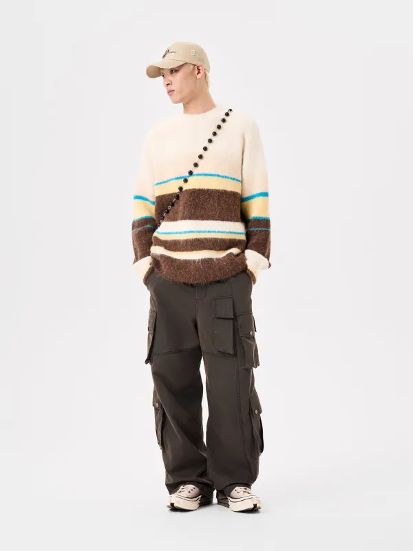 MULTICOLOR STRIPED JACQUARD KNIT PULLOVER made by Feng Chen Wang