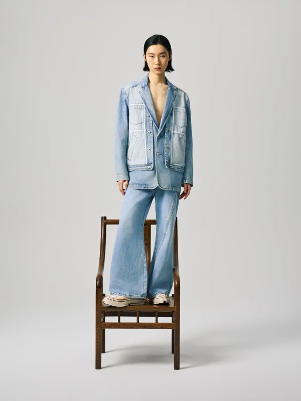 INSIDE OUT PATCHED DENIM JACKET made by Feng Chen Wang