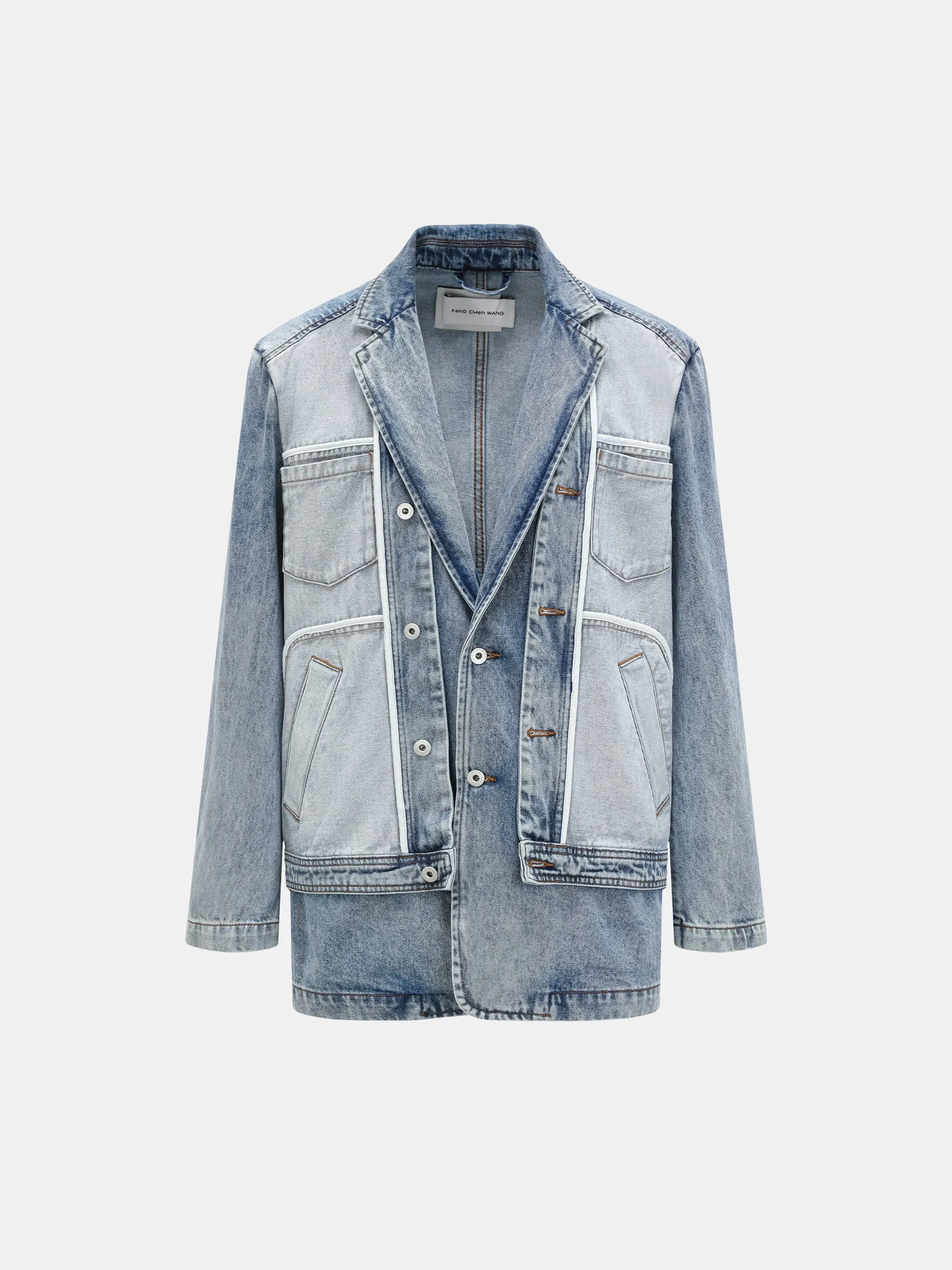 INSIDE OUT PATCHED DENIM JACKET sold by Feng Chen Wang product image thumbnail 2