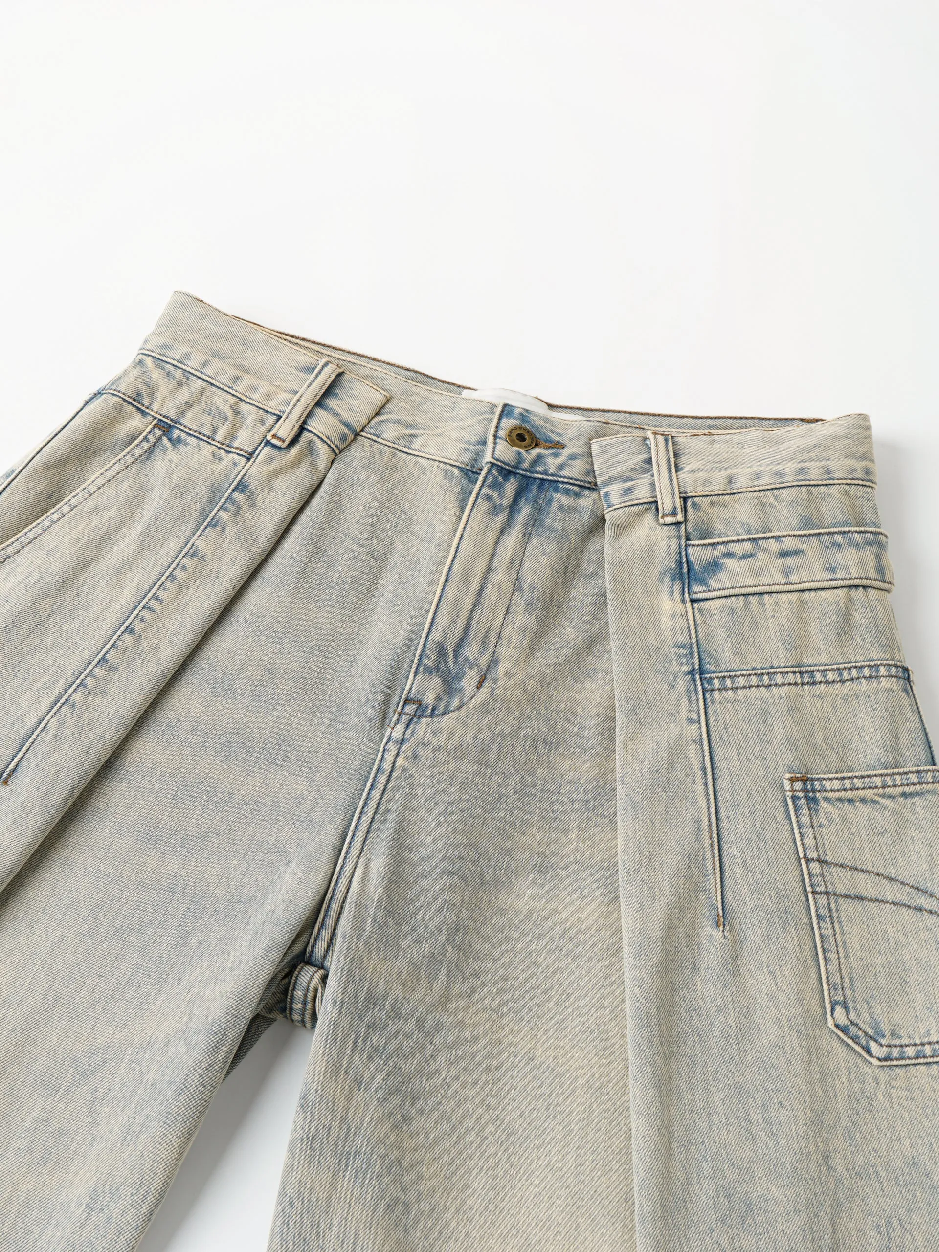 VINTAGE LIGHT BLUE WASHED DECONSTRUCTED DENIM PANTS sold by Feng Chen Wang product image thumbnail 3