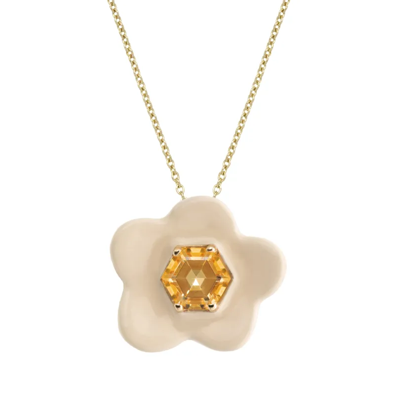 FLOWER CITRINE WHITE NECKLACE made by Aliita