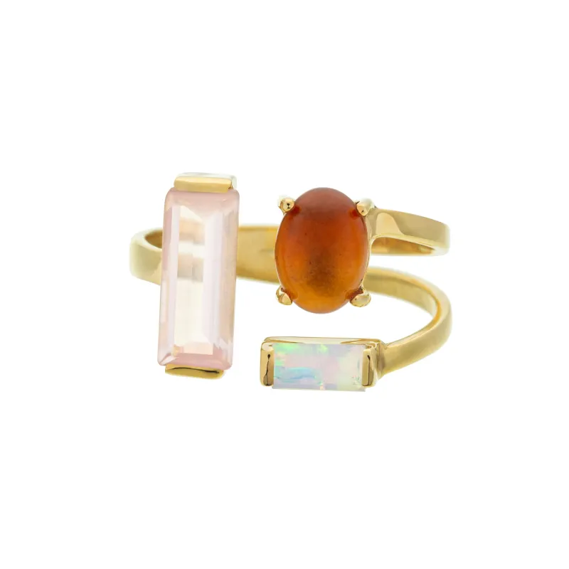DOBLE BAGUETTE OVAL PINK RING made by Aliita