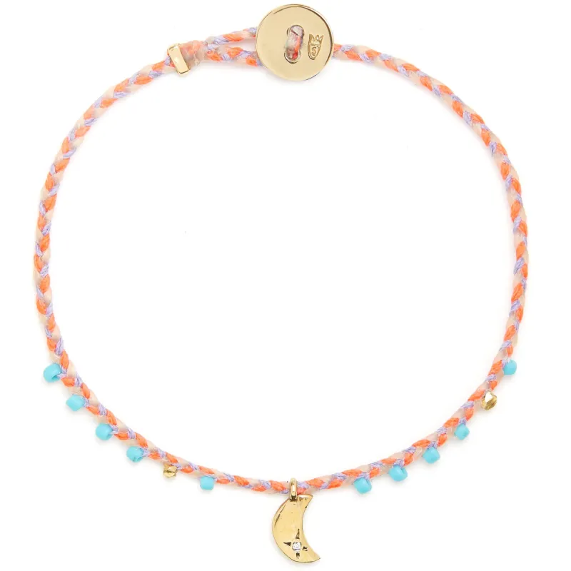 Easygoing Diamond Moon Charm Bracelet in Natural Lavender & Neon Pink made by Scosha