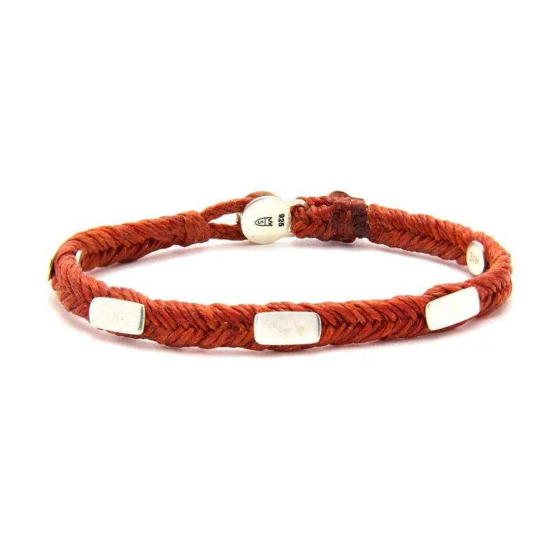 Quadrate Studded Fishtail Button Bracelet in Rust made by Scosha