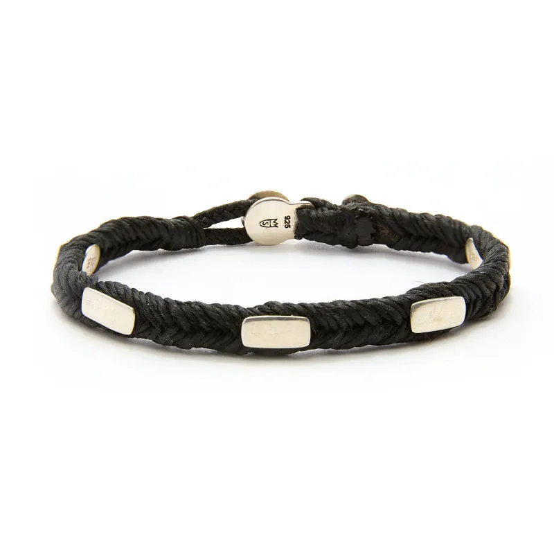 Quadrate Studded Fishtail Button Bracelet in Ebony made by Scosha