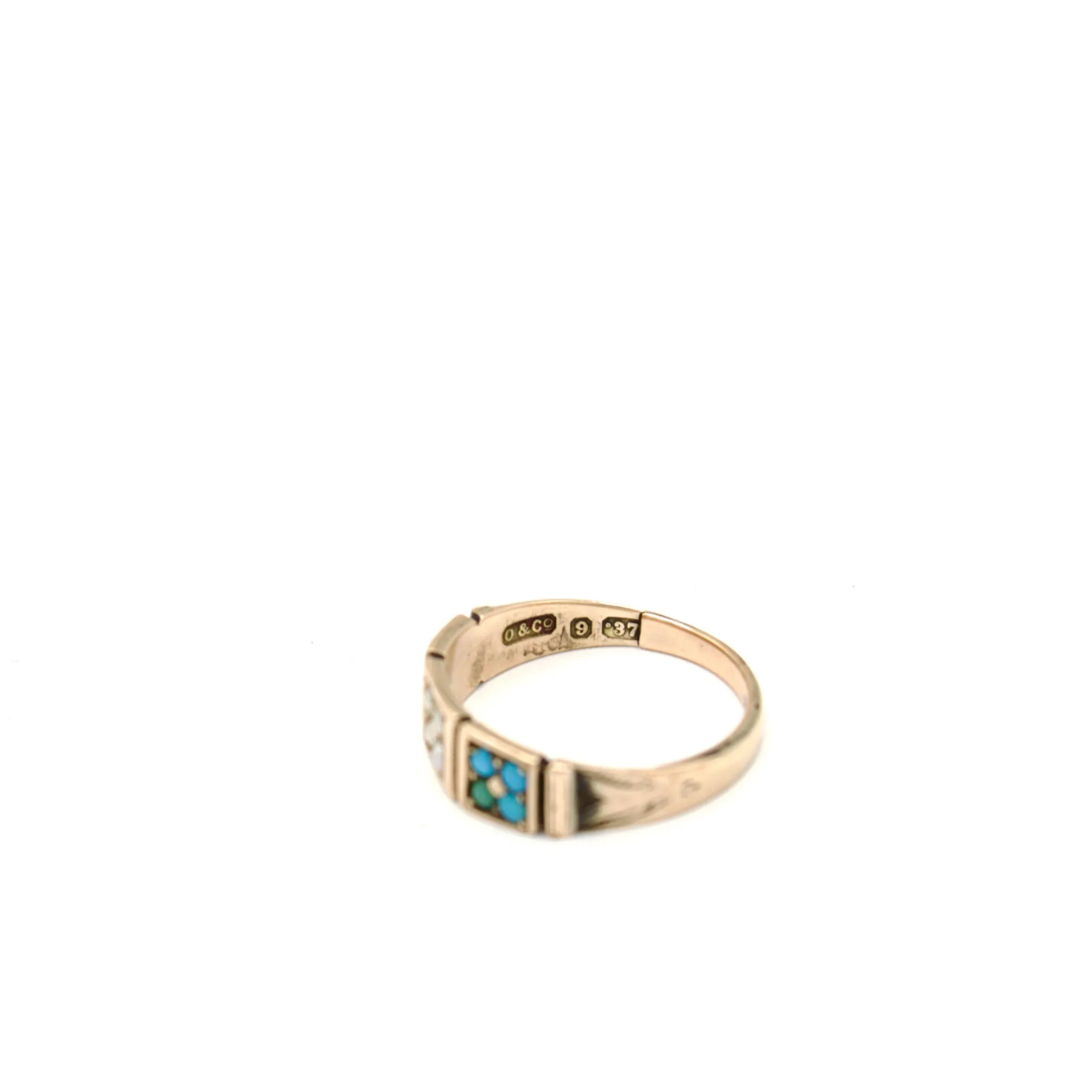 Victorian 9K Gold Ring with Seed pearls and Turquoise sold by Scosha product image thumbnail 2