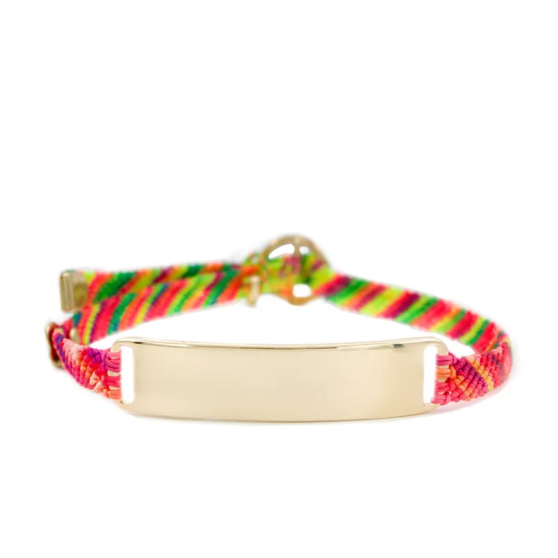 Slim Gold ID Belt Bracelet in Rainbow made by Scosha