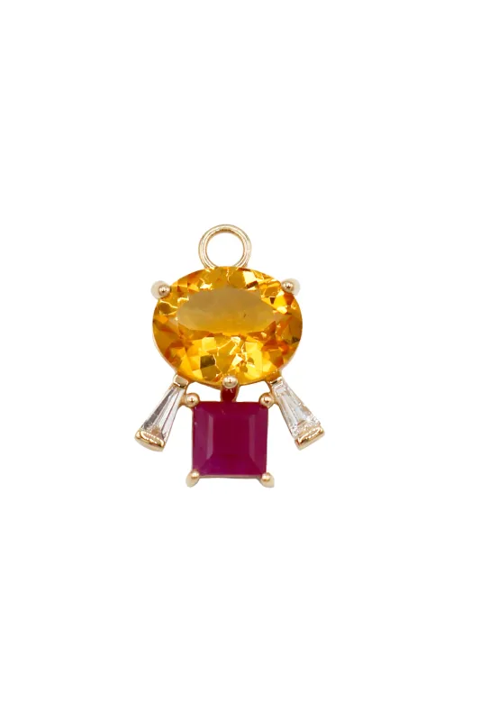 Esmeralda Charm in Citrine and Ruby made by Scosha