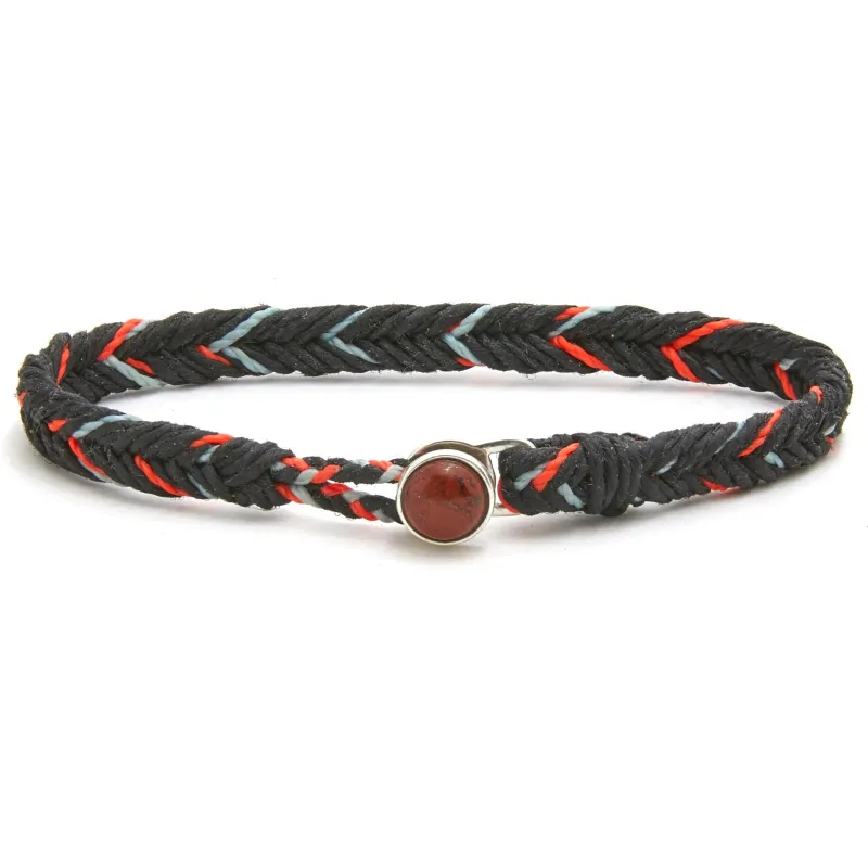 Jasper Button Fishtail in Black & Neon Red Fleck made by Scosha