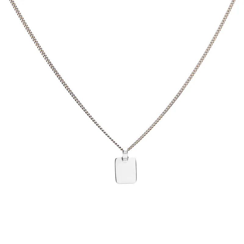 Curb Chain Tag Necklace in Silver made by Scosha