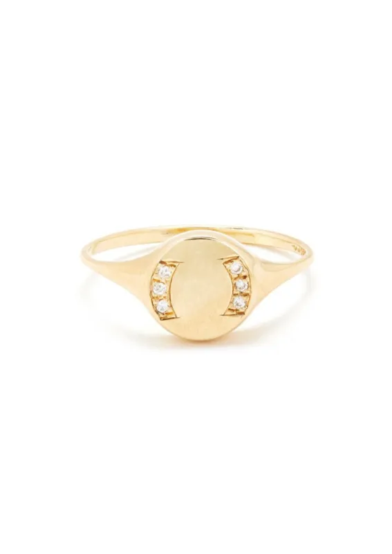 Round Signet Ring with Diamonds made by Scosha