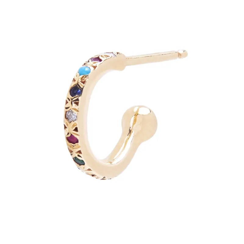 Rainbow Gemstone Huggie made by Scosha