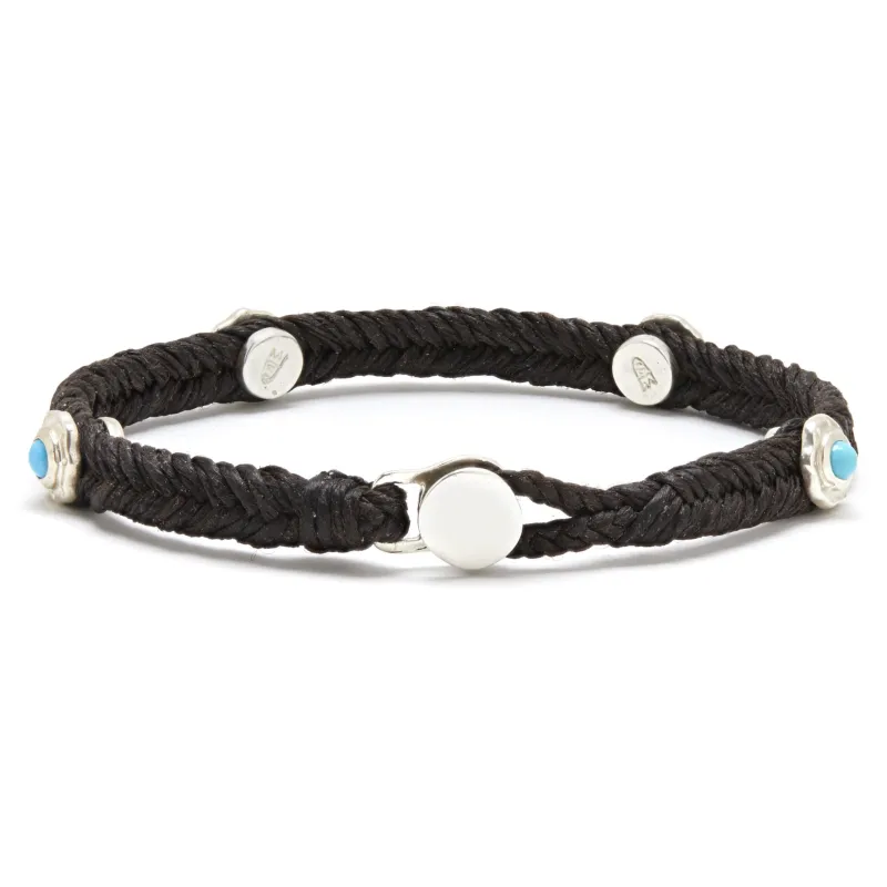 Turquoise Studded Fishtail Bracelet in Black made by Scosha