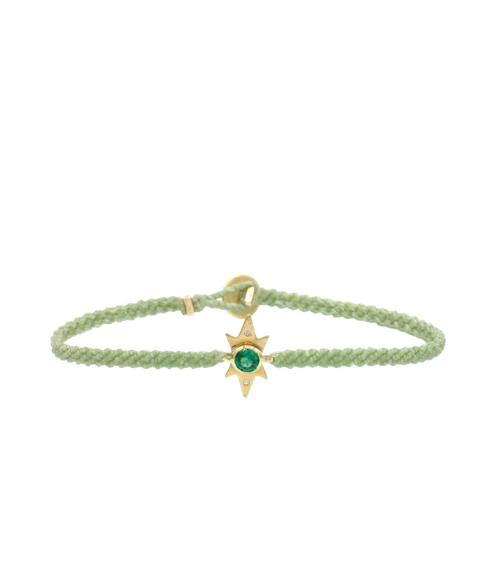 Honor Bracelet in Brass Green CZ in Sage Macrame made by Scosha