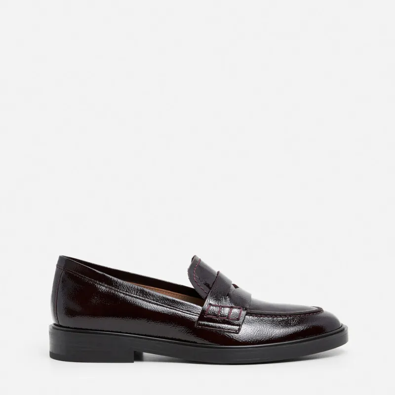 Sara Leather Patent Burgundy made by Flattered