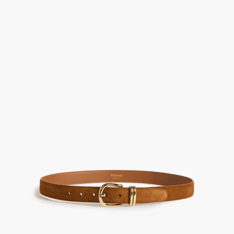 Beatrice Belt Suede Bourbon made by Flattered