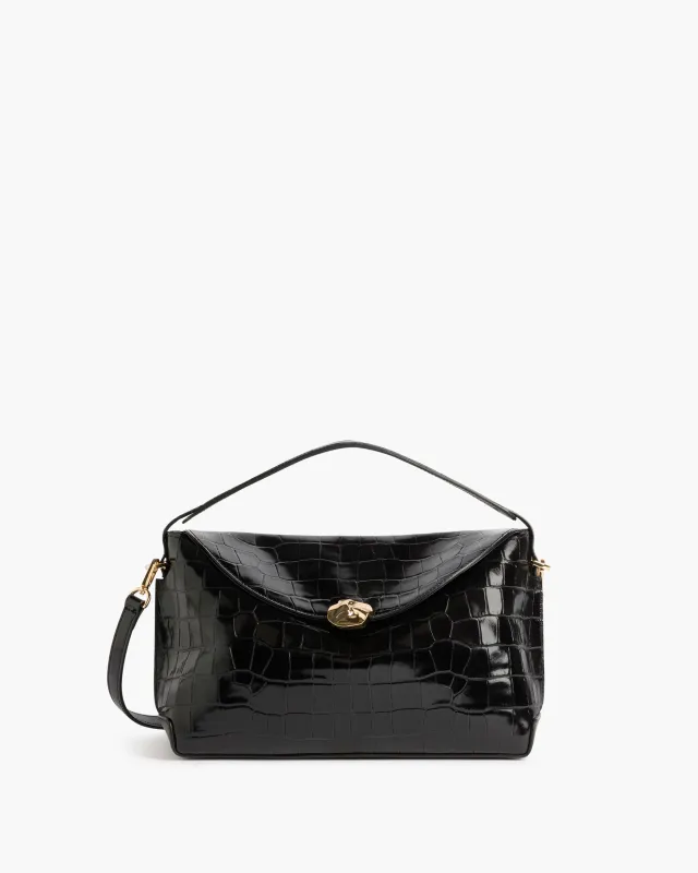 Hanna Grande Bag Leather Croco Black made by Flattered