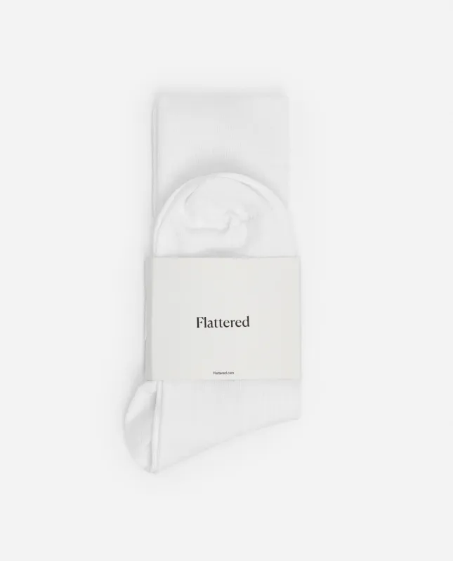 Flattered Sock Woven Mercerized Cotton White made by Flattered
