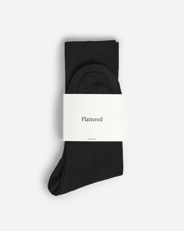 Flattered Sock Woven Mercerized cotton Black made by Flattered