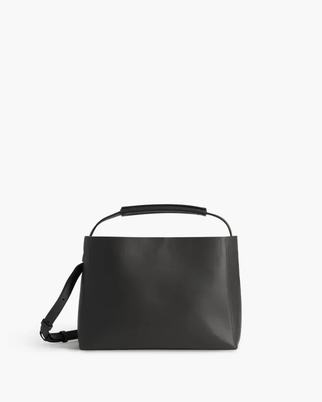 Hedda Midi Handbag Leather Black made by Flattered
