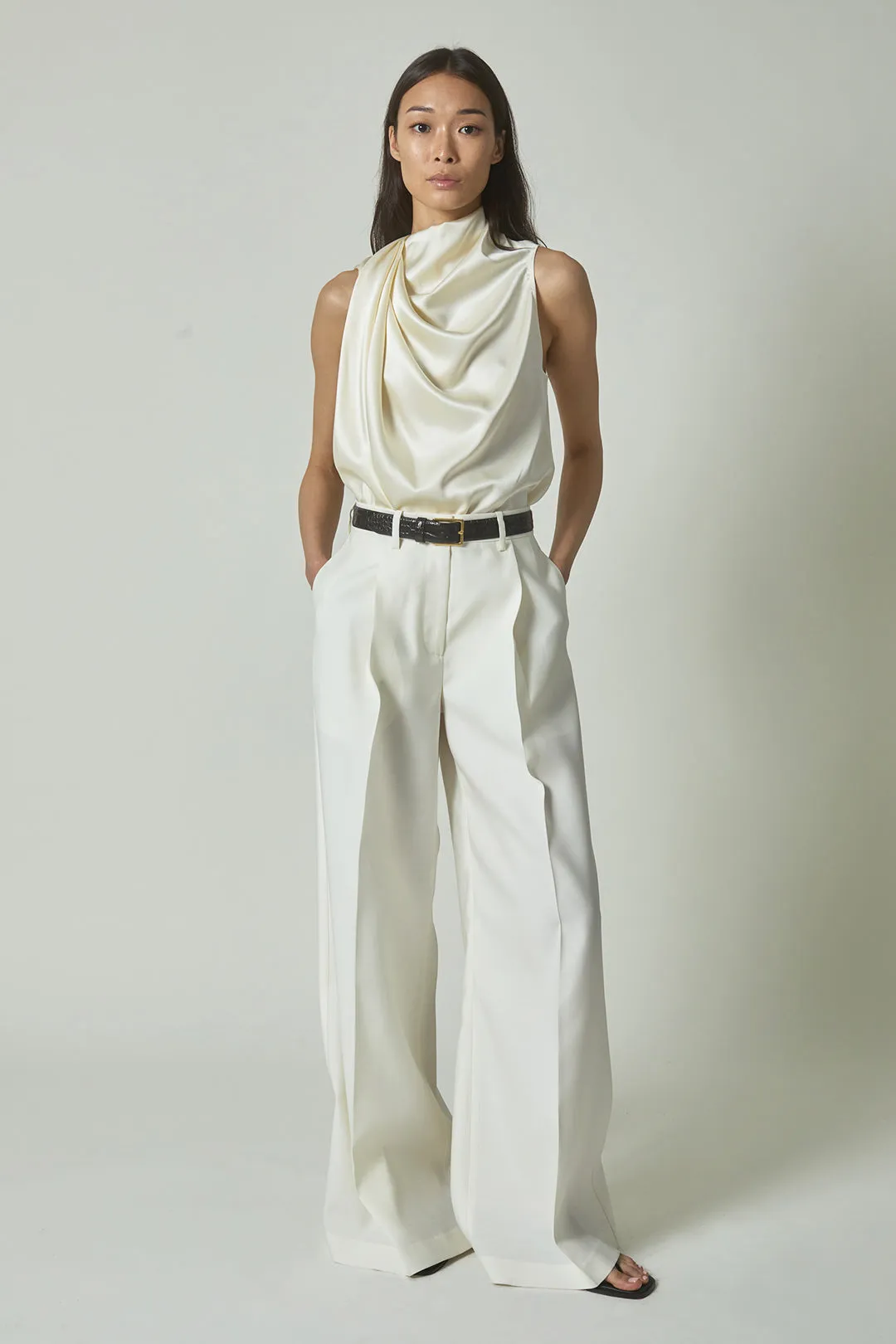 Laurence Trousers in Ivory sold by Heirlome