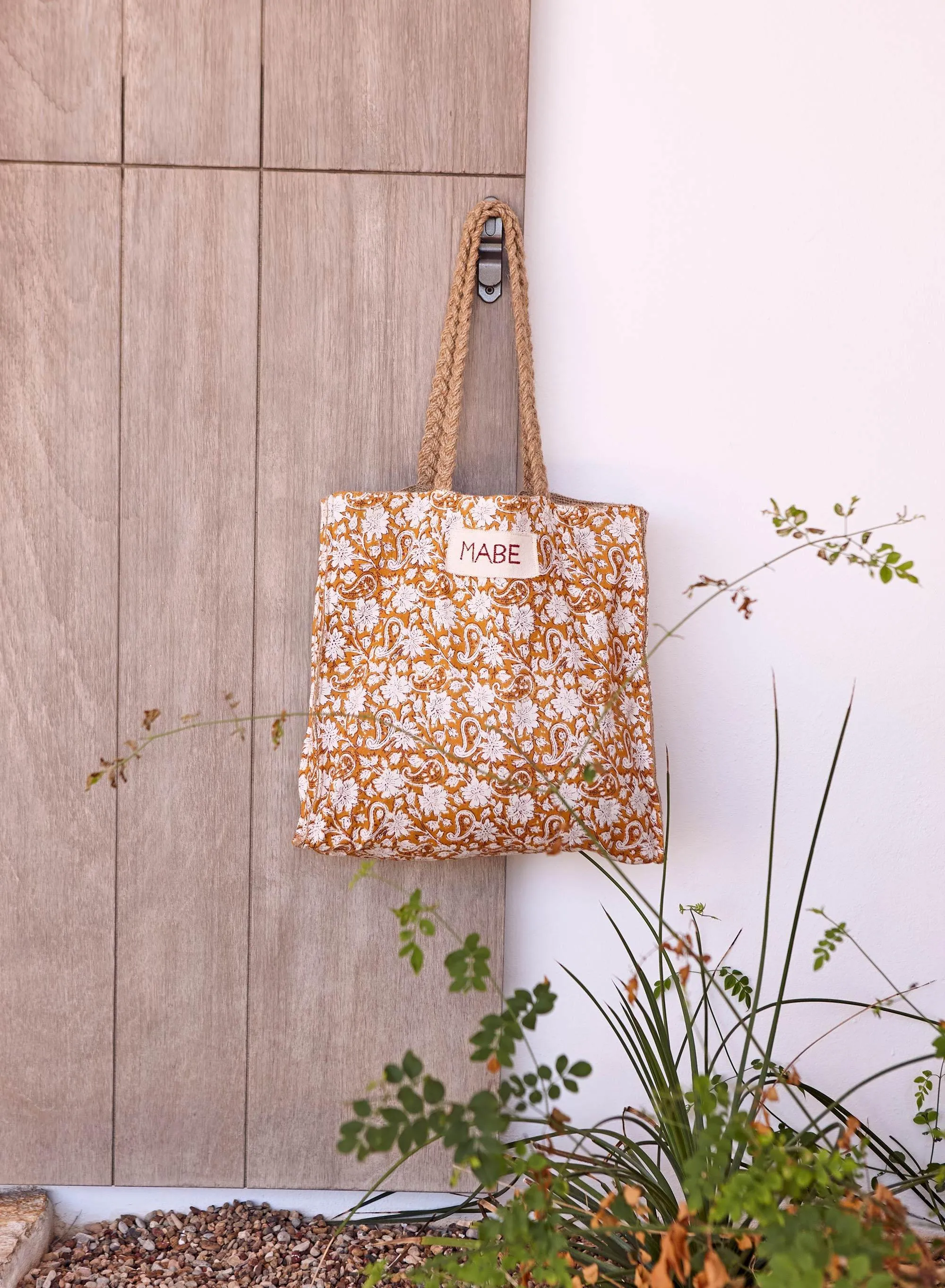 Blockprint & Jute Tote sold by M.A.B.E. product image thumbnail 2