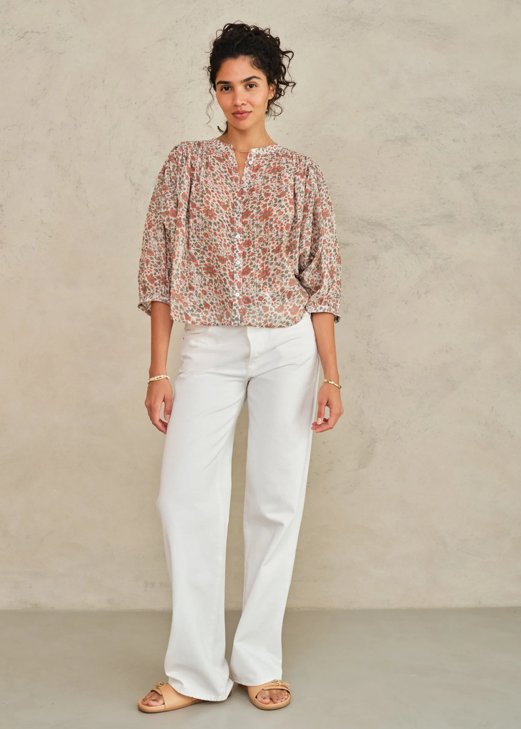 Della Long Sleeve Top - Rust/Khaki sold by M.A.B.E.
