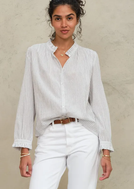 Chrissie Long Sleeve Top - White Stripe made by M.A.B.E.