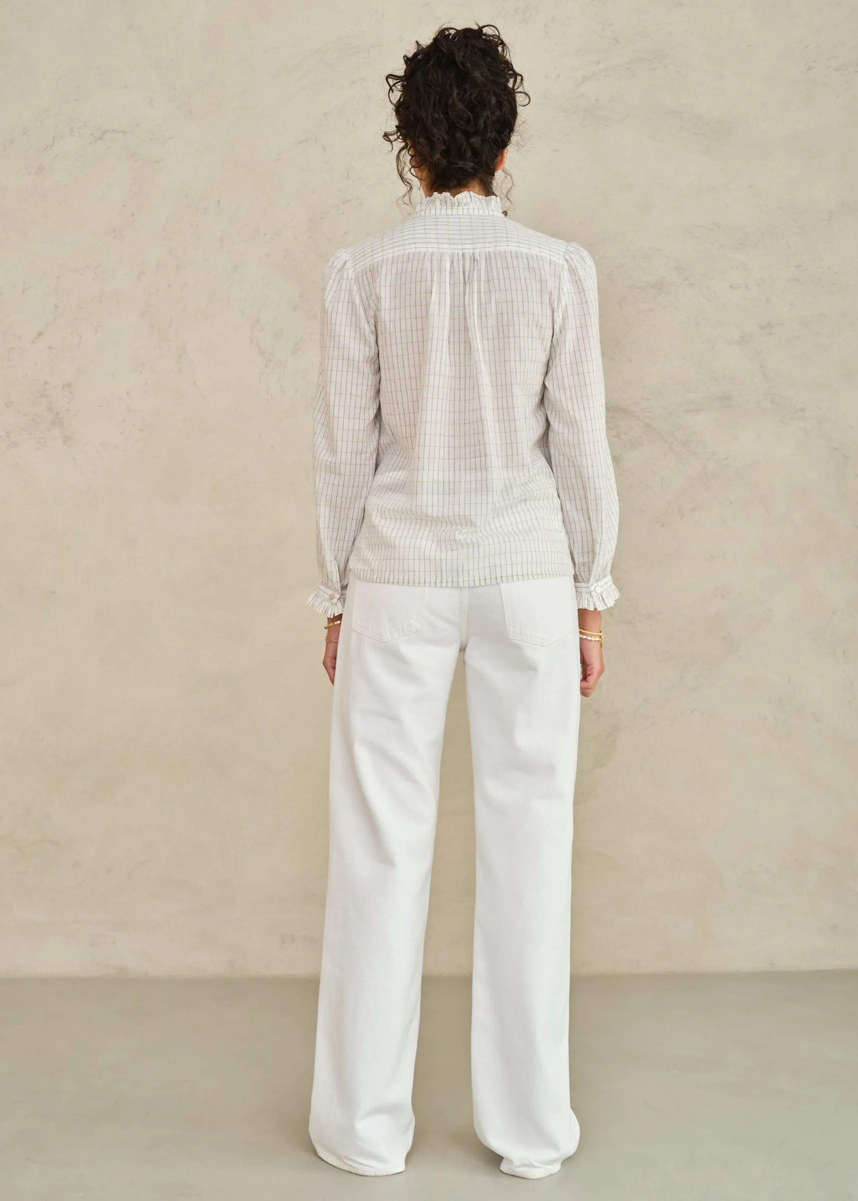 Chrissie Long Sleeve Top -Ecru/Check sold by M.A.B.E. product image thumbnail 3