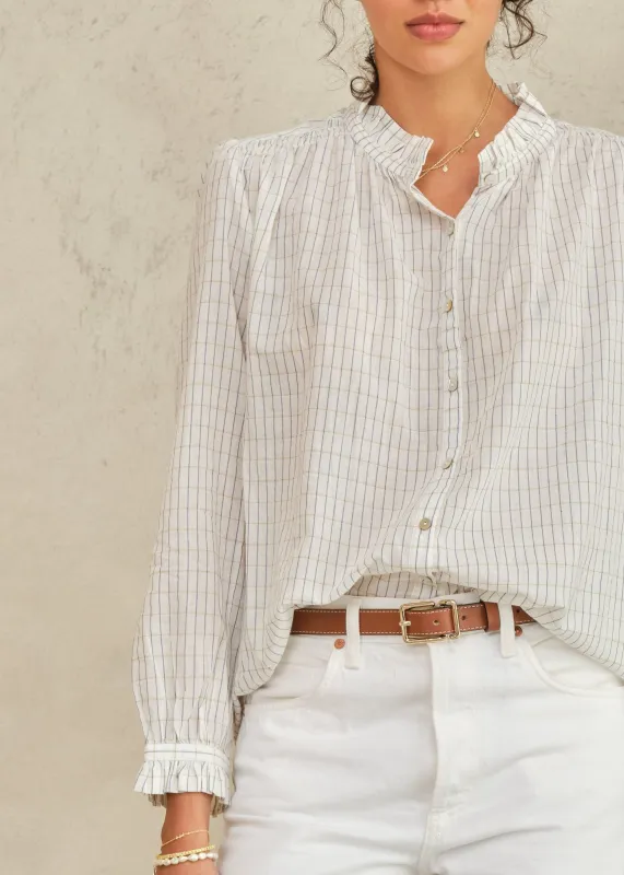 Chrissie Long Sleeve Top -Ecru/Check made by M.A.B.E.