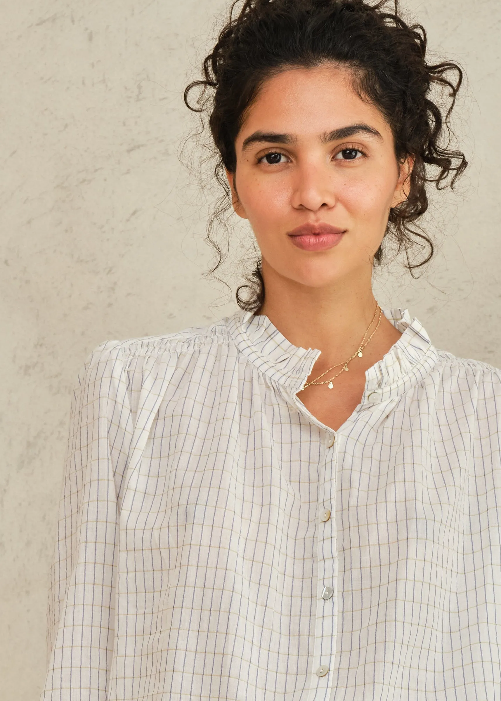 Chrissie Long Sleeve Top -Ecru/Check sold by M.A.B.E. product image thumbnail 4