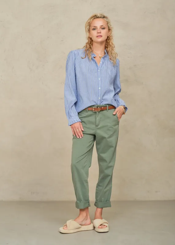 Chrissie Long Sleeve Top - Blue Stripe made by M.A.B.E.