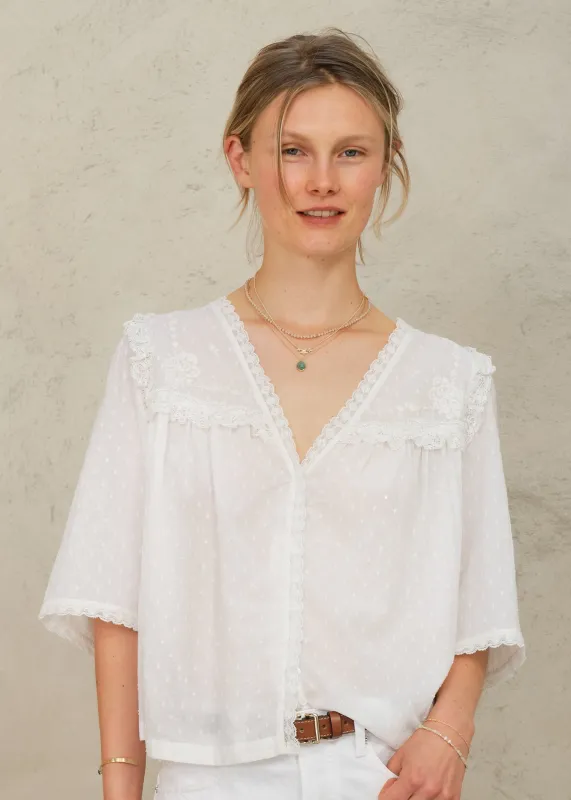 Brea Frill Top - Ivory made by M.A.B.E.