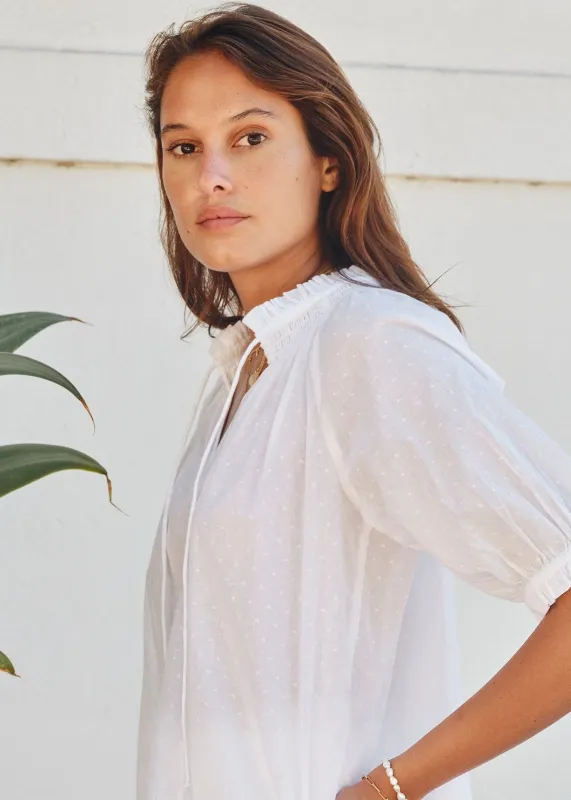 Lotta Short Sleeve Top - White made by M.A.B.E.