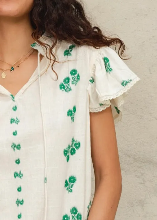 Iris Frill Short Sleeve Top - Green sold by M.A.B.E. product image thumbnail 2