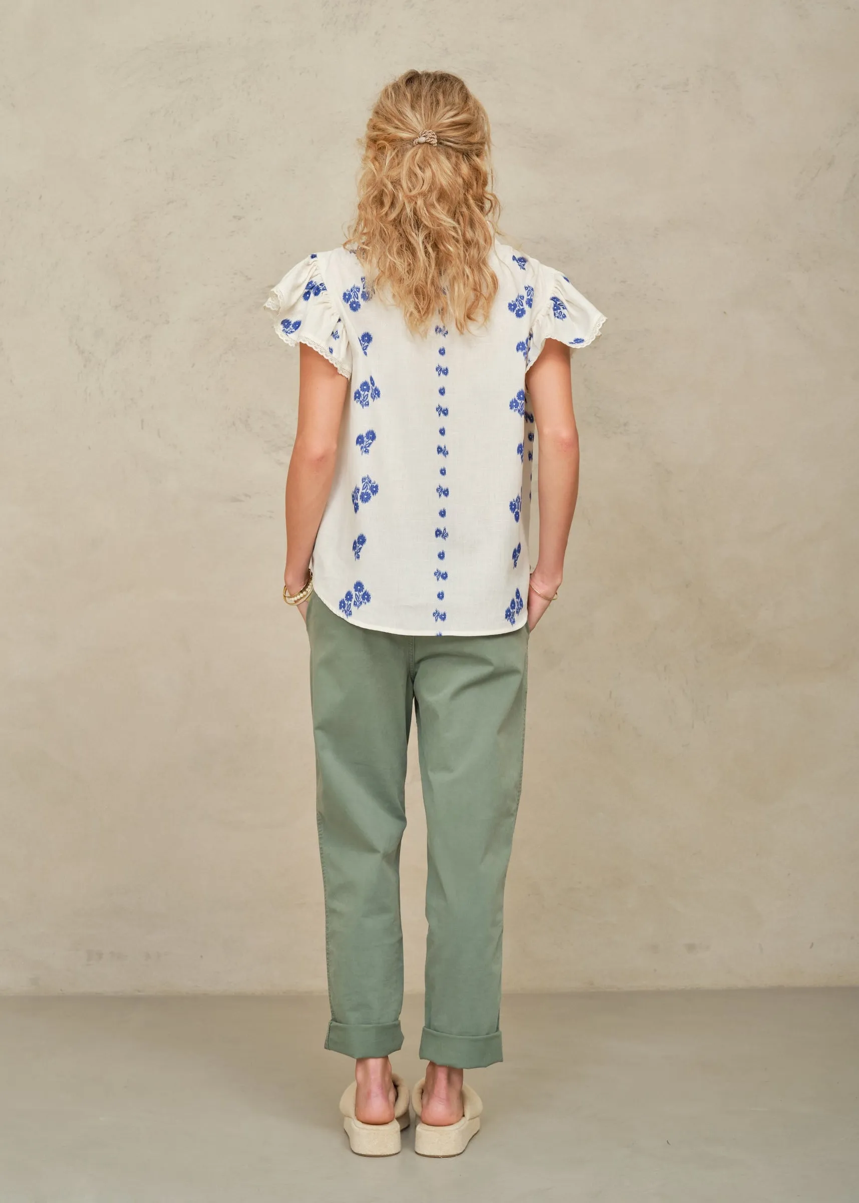Iris Frill Short Sleeve Top - Blue sold by M.A.B.E. product image thumbnail 2