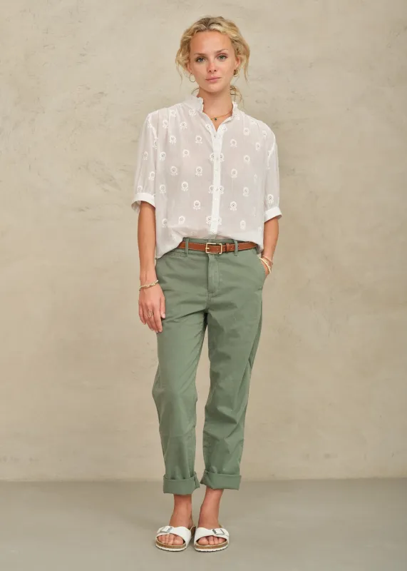 Frani Short Sleeve Top - White made by M.A.B.E.