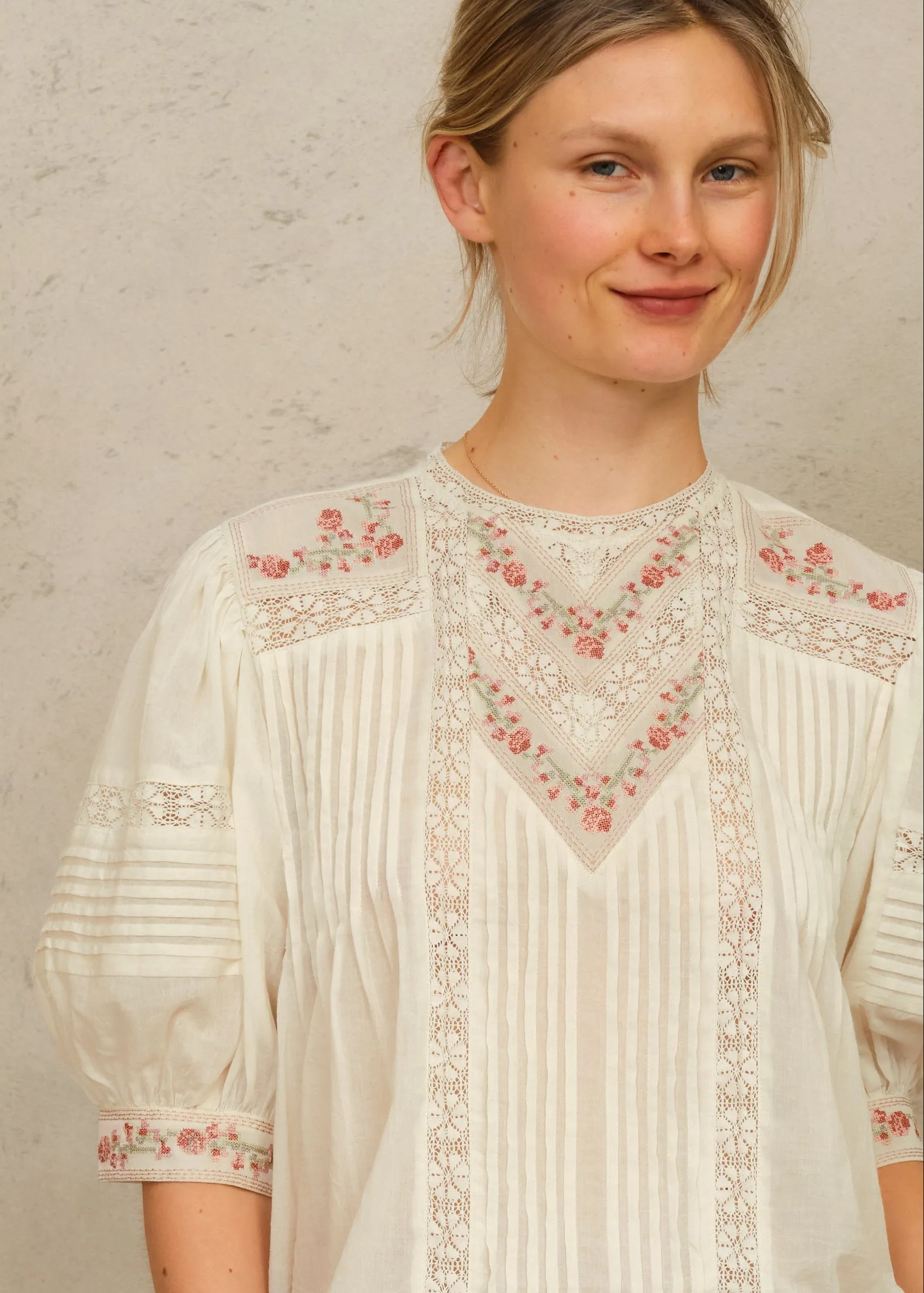 Fleur Short Sleeve Top - Ecru/Multi sold by M.A.B.E. product image thumbnail 2