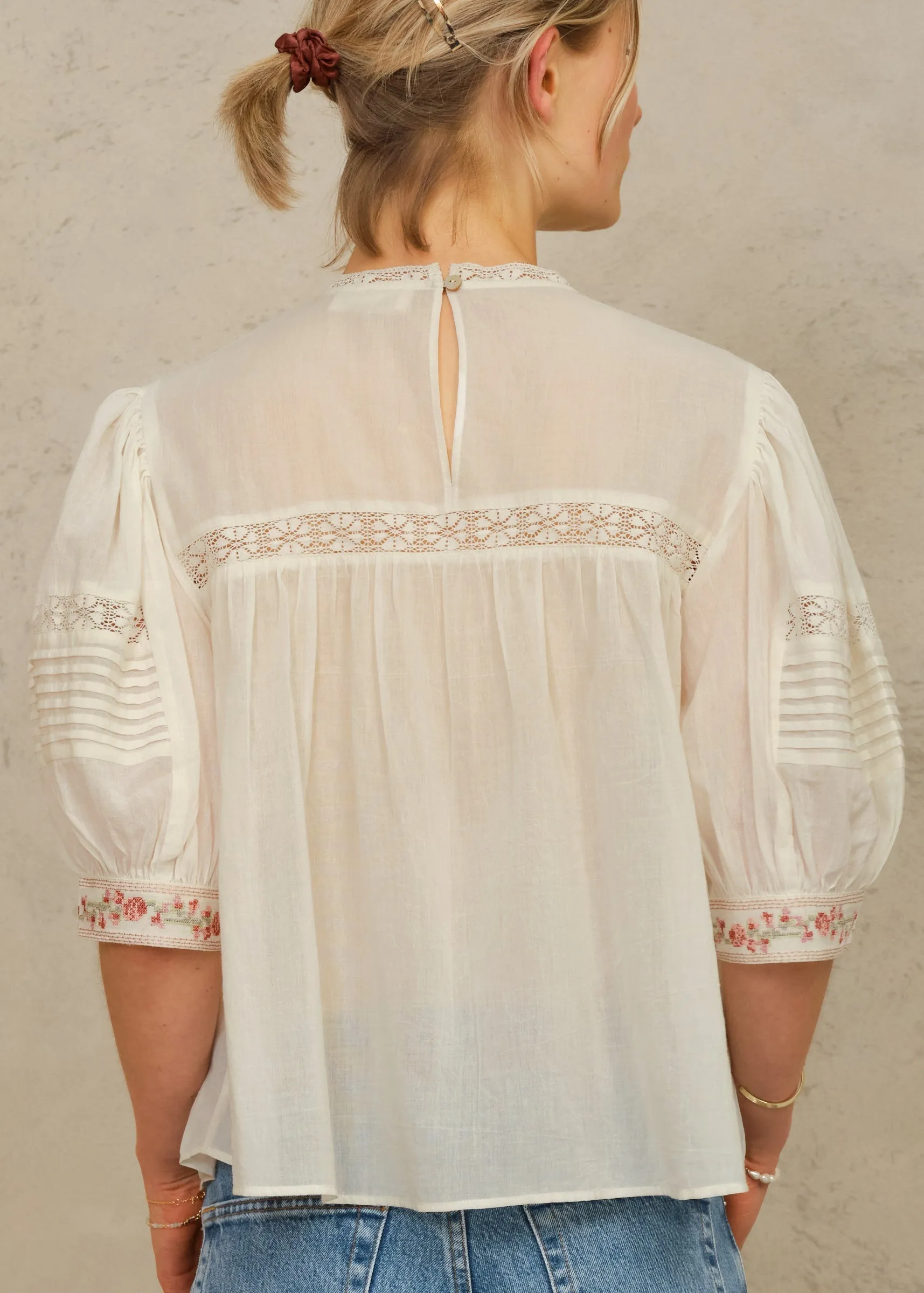 Fleur Short Sleeve Top - Ecru/Multi sold by M.A.B.E. product image thumbnail 4