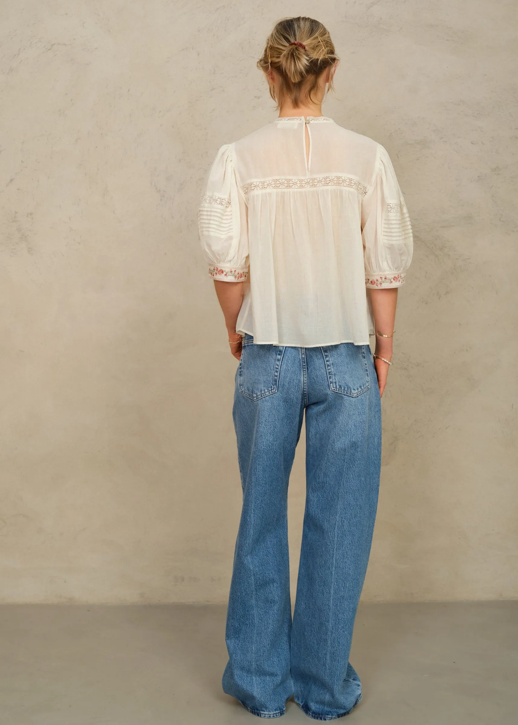 Fleur Short Sleeve Top - Ecru/Multi sold by M.A.B.E. product image thumbnail 3