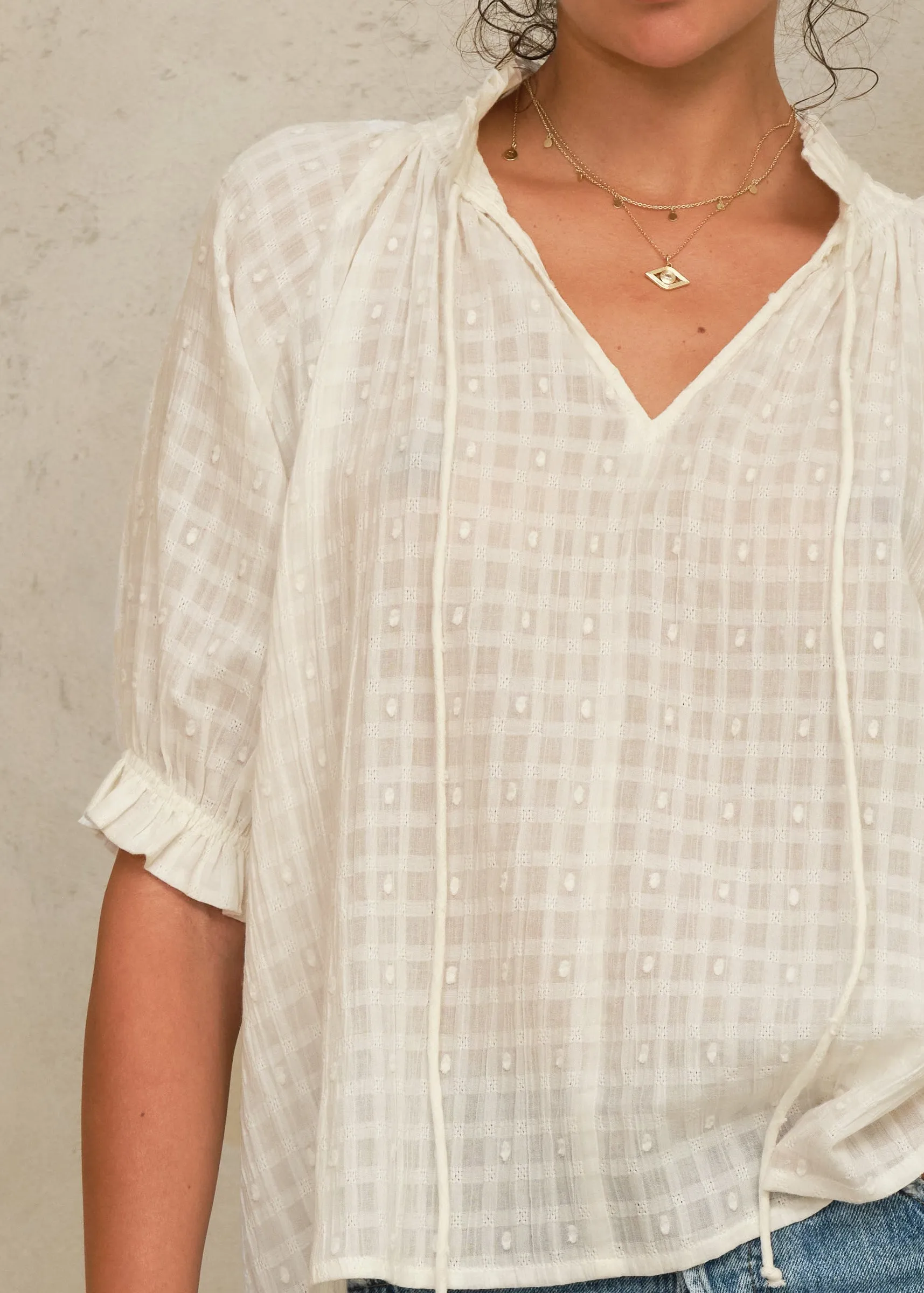 Etta Short Sleeve Top - Ecru sold by M.A.B.E. product image thumbnail 3