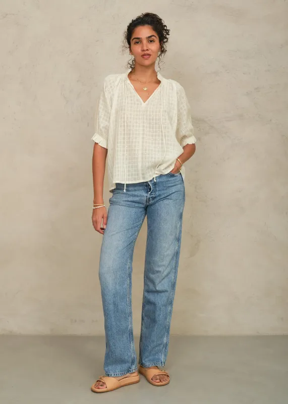 Etta Short Sleeve Top - Ecru made by M.A.B.E.