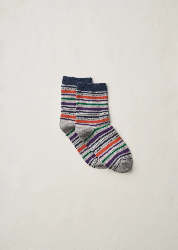 Organic Cotton Multi Stripe Socks | 4-2019 | Grey made by yahae
